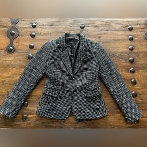 Banana Republic Textured Academy Black White Blazer 6